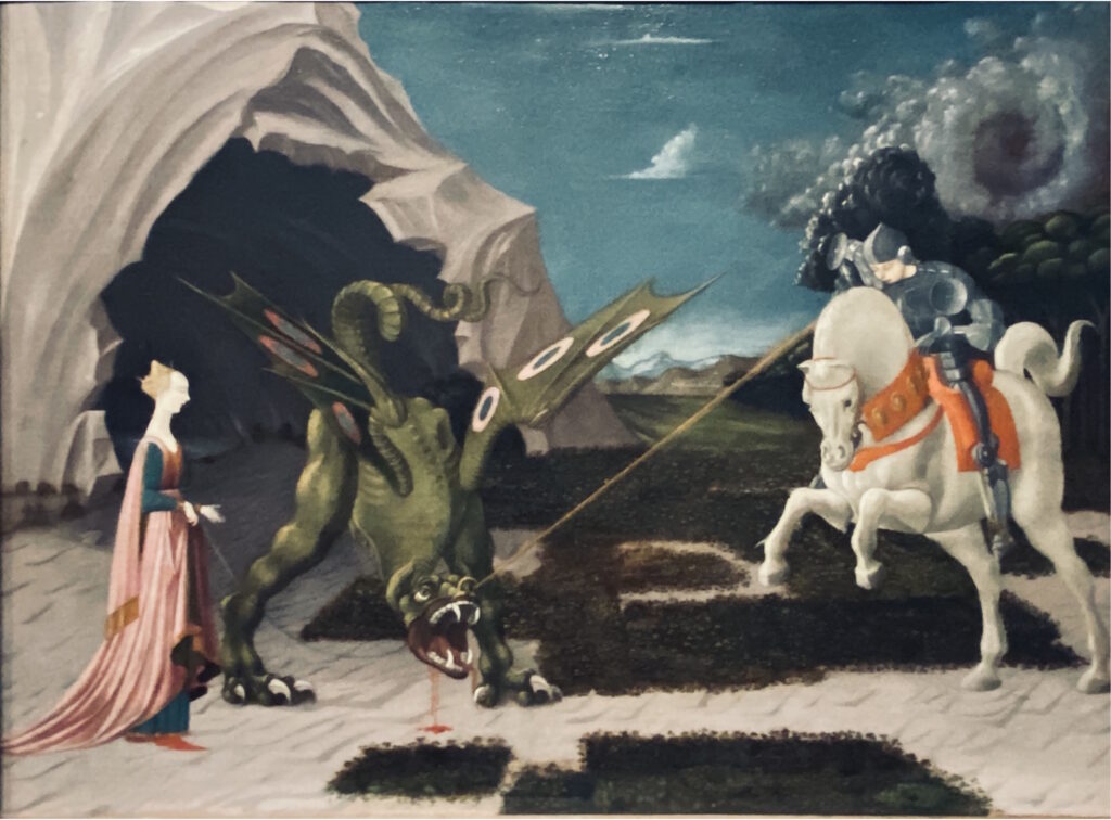 Paolo Uccello's St George and the Dragon, photo taken by myself of the painting in the National Gallery, London.
